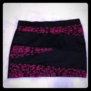 Black and hot pink Lace mini skirt